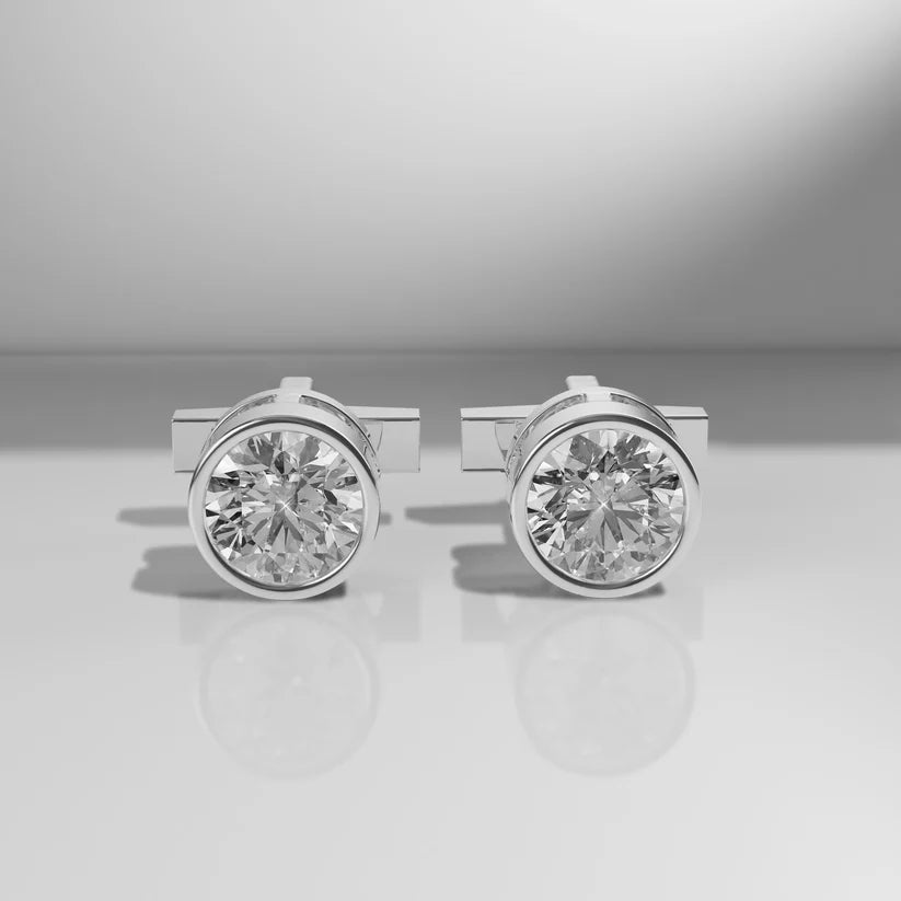Lab Grown Diamond Cufflinks - Single Stud 1 carat